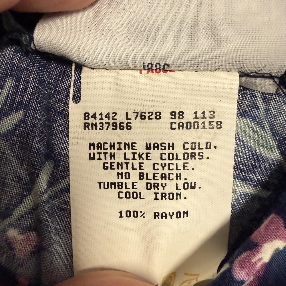 Jantzen Classics‎ Skirt Womens 10 Blue Button Front A-Line Midi Floral Rayon - Picture 6 of 10